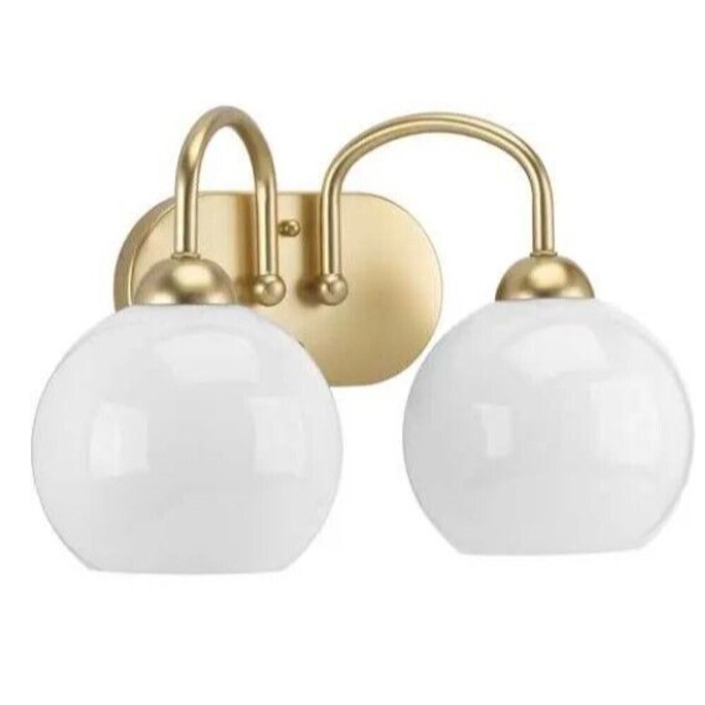 Progress Lighting Carisa Two-Light Vanity Light Vintage Gold Opal Glass